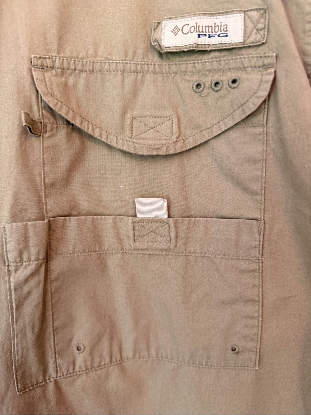 Columbia PFG Shirt Fishing Vented Short Sleeve Button Down Tan/Brown Men’s Sz XL - Picture 7 of 16